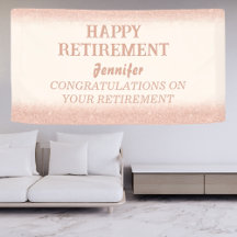 Rose Gold Happy Retirement Banner for Women