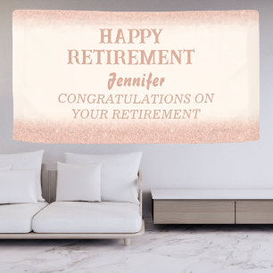 Rose Gold Happy Retirement Banner for Women