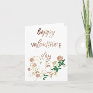 Rose Gold Happy Valentine's Day Holiday Card