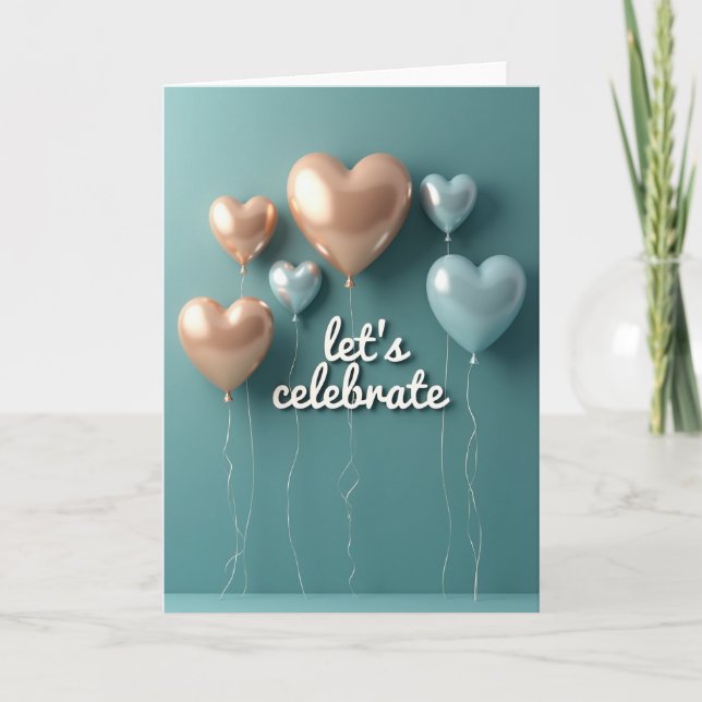 Rose Gold Heart Balloon Card (Front)