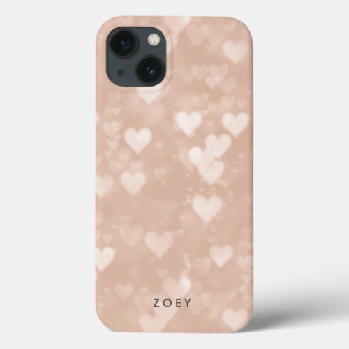 Rose Gold Heart Bokeh iPhone 13 Case