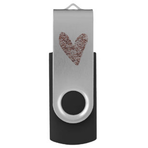 Rose Gold Heart Clipart Cute Heart Glitter Designs Flash Drive