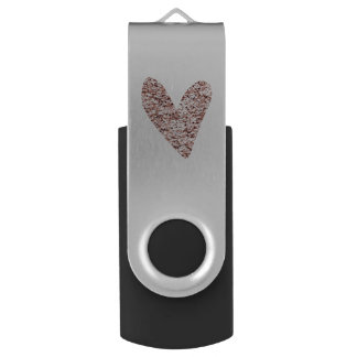 Rose Gold Heart Clipart Cute Heart Glitter Designs Flash Drive