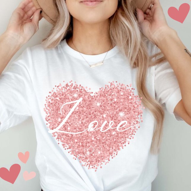 Rose gold Heart Love Valentines day Women T-Shirt (Creator Uploaded)