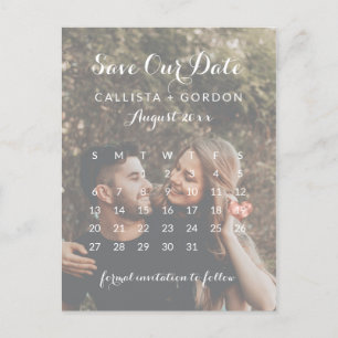 Rose Gold Heart Photo Calendar Save the Date Announcement Postcard