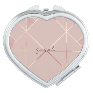 Rose Gold Heart-Shaped Compact Mirror