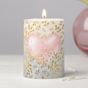 Rose Gold Hearts 2 Pillar Candle