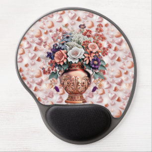 Rose Gold Hearts and Flowers Gel Mousepad