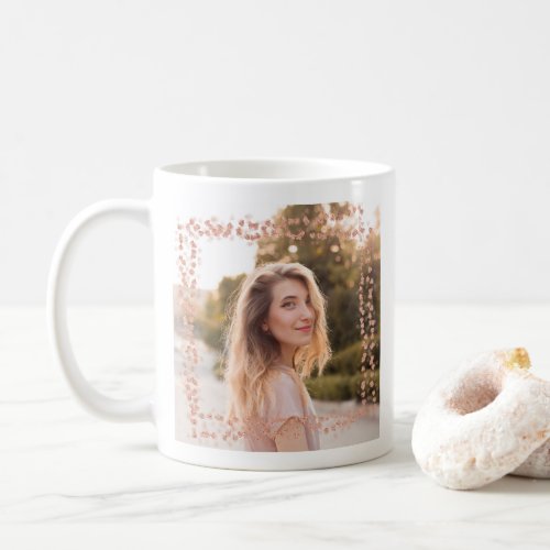 Rose Gold Hearts Border Photo Coffee Mug