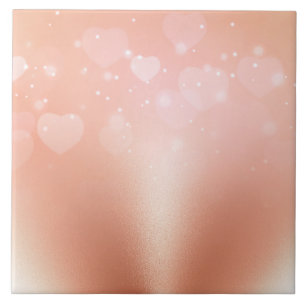 Rose Gold Hearts Ceramic Tile