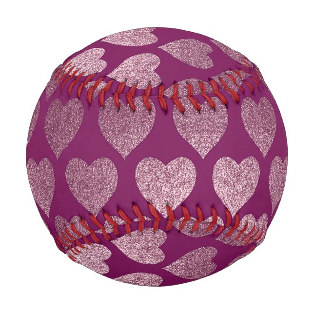 Rose Gold Hearts Glitter Pattern Baseball (Front)