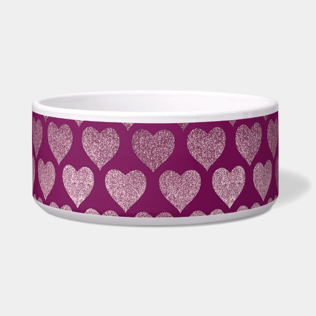 Rose Gold Hearts Glitter Pattern Bowl (Front)