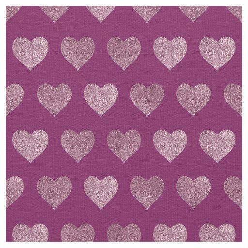 Rose Gold Hearts Glitter Pattern Fabric