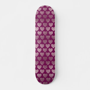 Rose Gold Hearts Glitter Pattern Skateboard