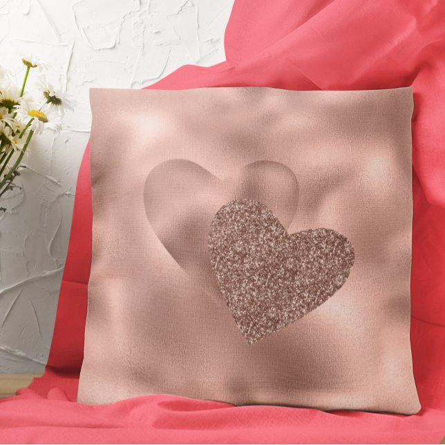 Rose Gold Hearts Valentine's Day Love Throw Pillow (Creator Uploaded)