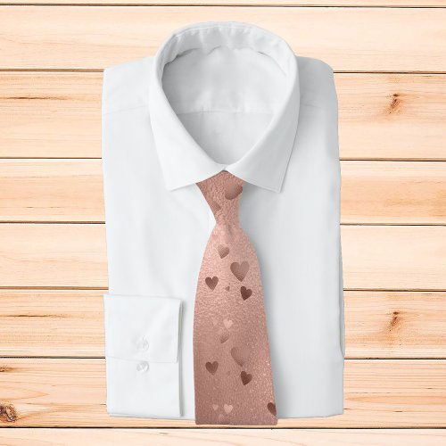 Rose Gold Hearts Valentines Day Neck Tie