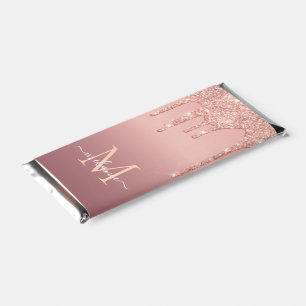 Rose Gold Hershey Bar Favors Your Name and Letter