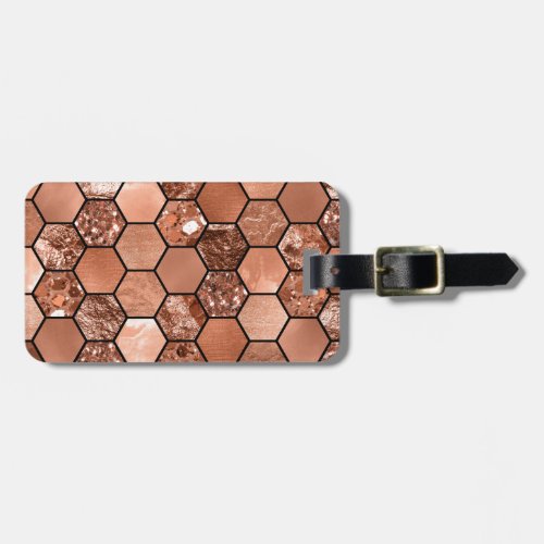 Rose gold hexaglam luggage tag