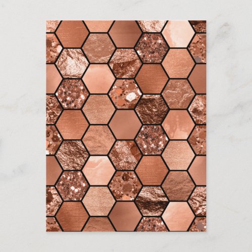 Rose gold hexaglam postcard