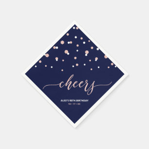 Rose gold Hexagon Confetti Cheers Custom Party Napkins