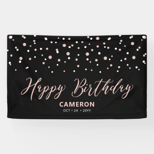 Rose Gold Hexagon Confetti Custom Happy Birthday B