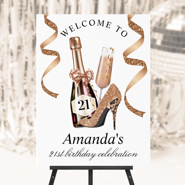 Rose Gold High Heels Women's Birthday Welcome Sign (Creator Uploaded)