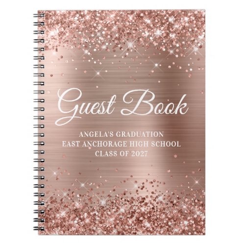 Rose Gold High School Graduation Guestbook Notebook