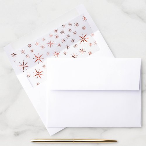 Rose Gold Holiday Snowflakes Envelope Liner