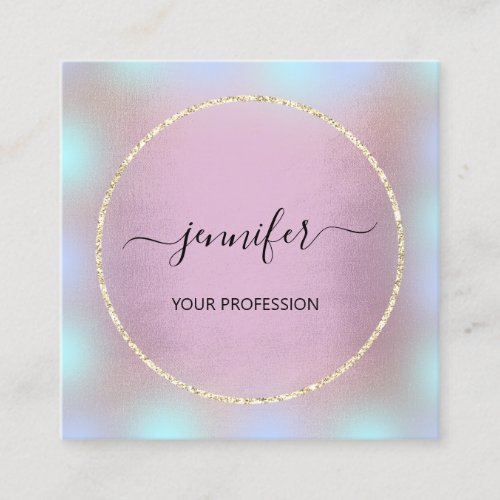Rose Gold Holograph Professional Makeup Glitter Square Business Card