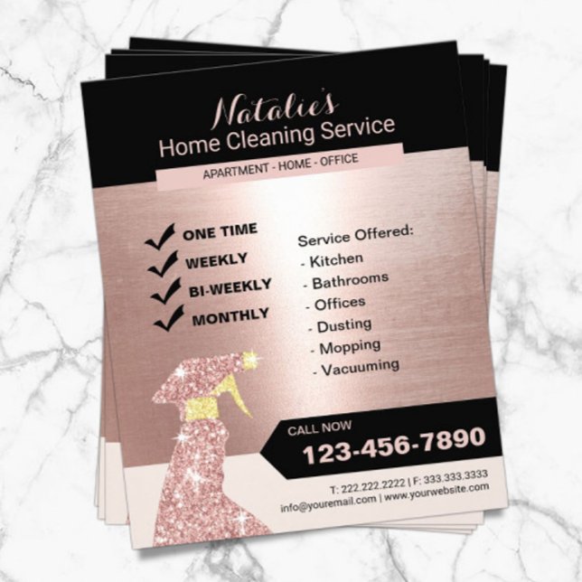 Rose Gold Home Cleaning House Keeping Service Flyer (Creator Uploaded)