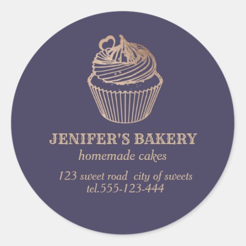 Rose gold Homemade cupcakes and sweets Classic Rou Classic Round Sticker