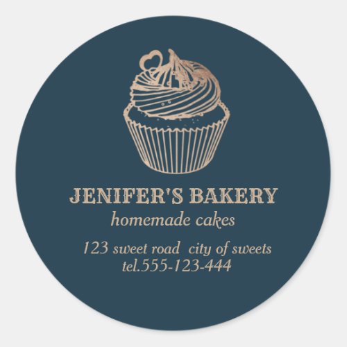 Rose gold Homemade cupcakes and sweets Classic Round Sticker