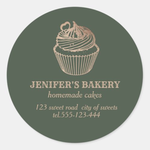 Rose gold Homemade cupcakes and sweets Classic Round Sticker
