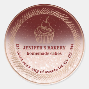 Rose gold  Homemade cupcakes and treats packaging Classic Round Sticker