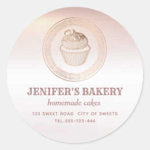 Rose gold  Homemade cupcakes and treats packaging  Classic Round Sticker