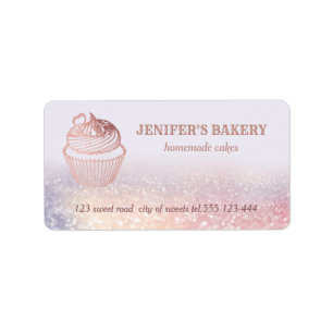 Rose gold Homemade cupcakes and treats packaging Label