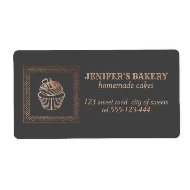 Rose gold  Homemade cupcakes and treats packaging Label (Front)