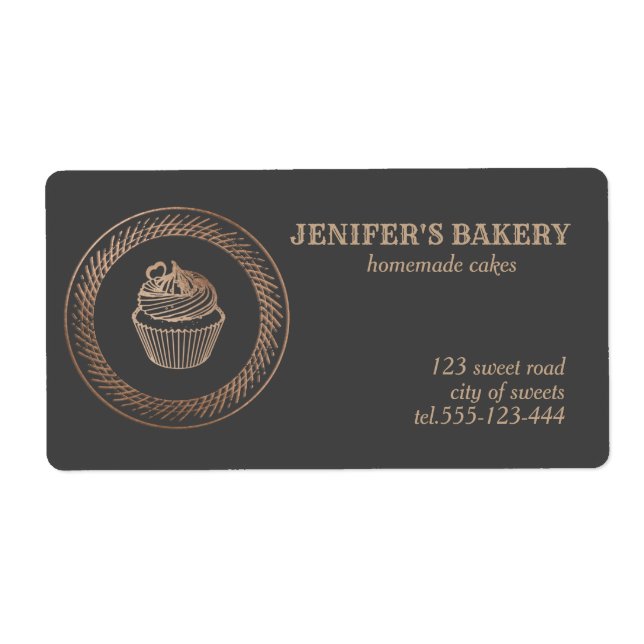 Rose gold  Homemade cupcakes and treats packaging Label (Front)