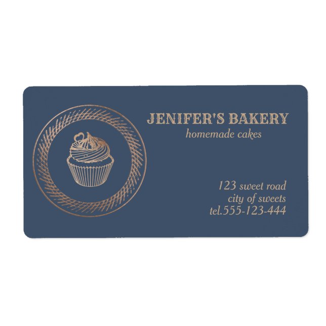 Rose gold  Homemade cupcakes and treats packaging Label (Front)