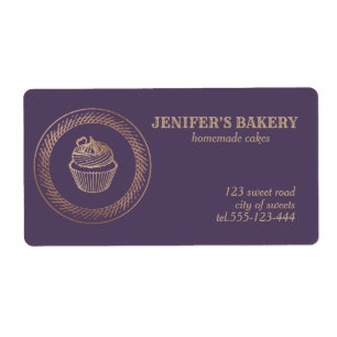 Rose gold Homemade cupcakes and treats packaging Label