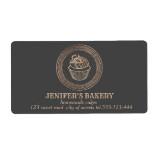 Rose gold Homemade cupcakes and treats packaging Label
