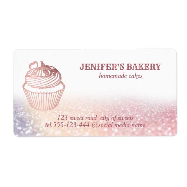 Rose gold  Homemade cupcakes and treats packaging Label (Front)