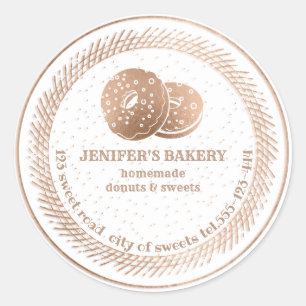 Rose gold  Homemade donuts and treats packaging Classic Round Sticker