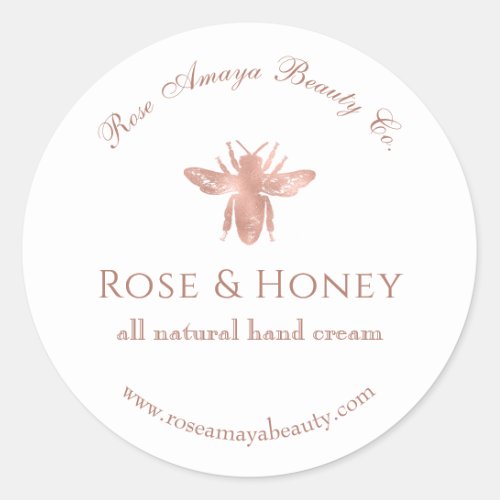 Rose Gold Honey Bee Custom Beauty Product Label