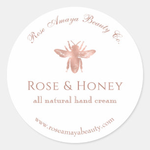Rose Gold Honey Bee Custom Beauty Product Label