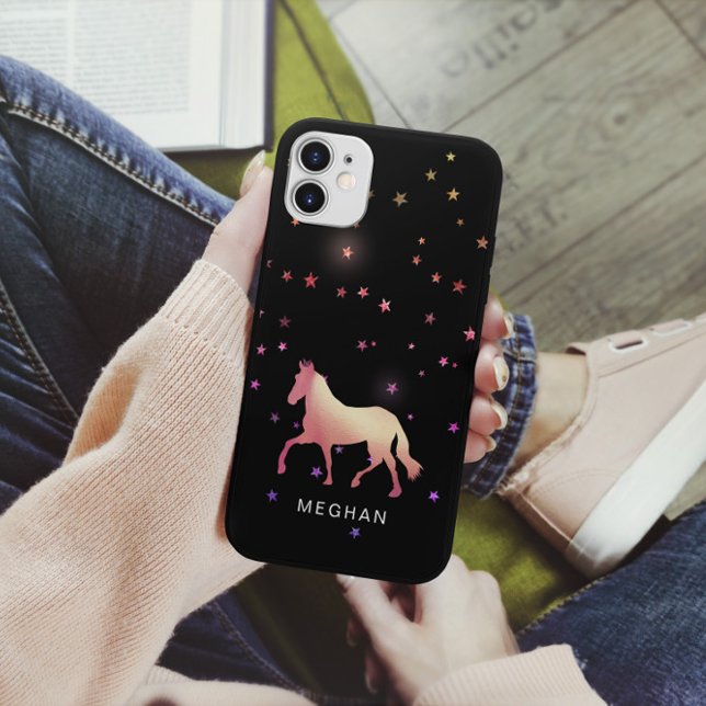 Rose Gold Horse Stars Monogram Phone Case (Creator Uploaded)