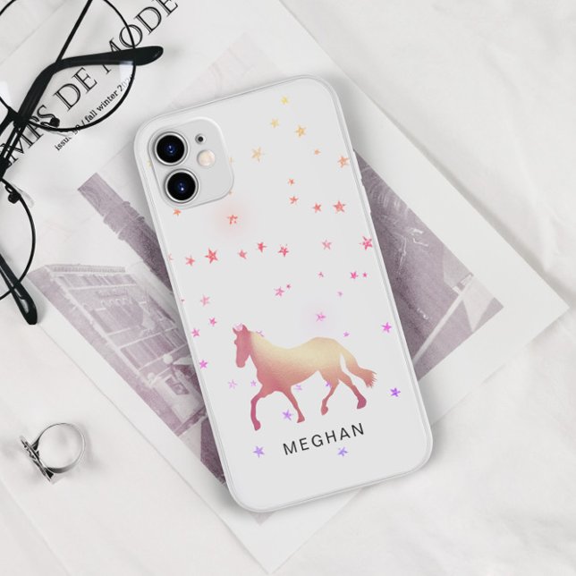 Rose Gold Horse Stars Personalized Monogram  Case-Mate iPhone Case (Creator Uploaded)