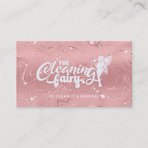 Rose Gold House Cleaning Business Cards