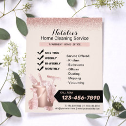 Rose Gold House Cleaning Service Housekeeping Flyer