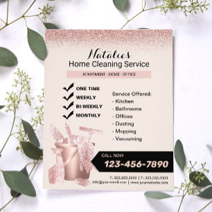 Rose Gold House Cleaning Service Housekeeping Flyer